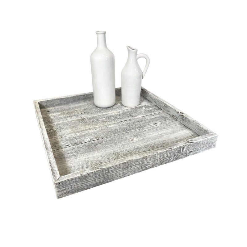 Rustic Farmhouse Extra Large Reclaimed Wooden Ottoman Orangizing Serving Tray - Image 3