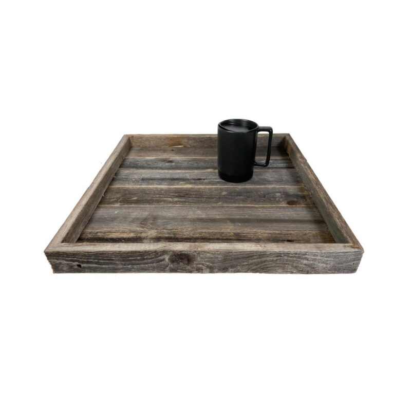 Rustic Farmhouse Large Reclaimed Wooden Ottoman Orangizing Serving Tray - Image 3