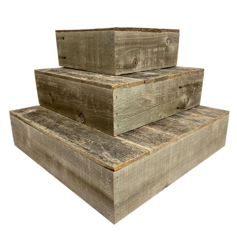 Rustic Farmhouse Reclaimed Wood Dessert/Cake Stand 3-Piece Set - Image 6