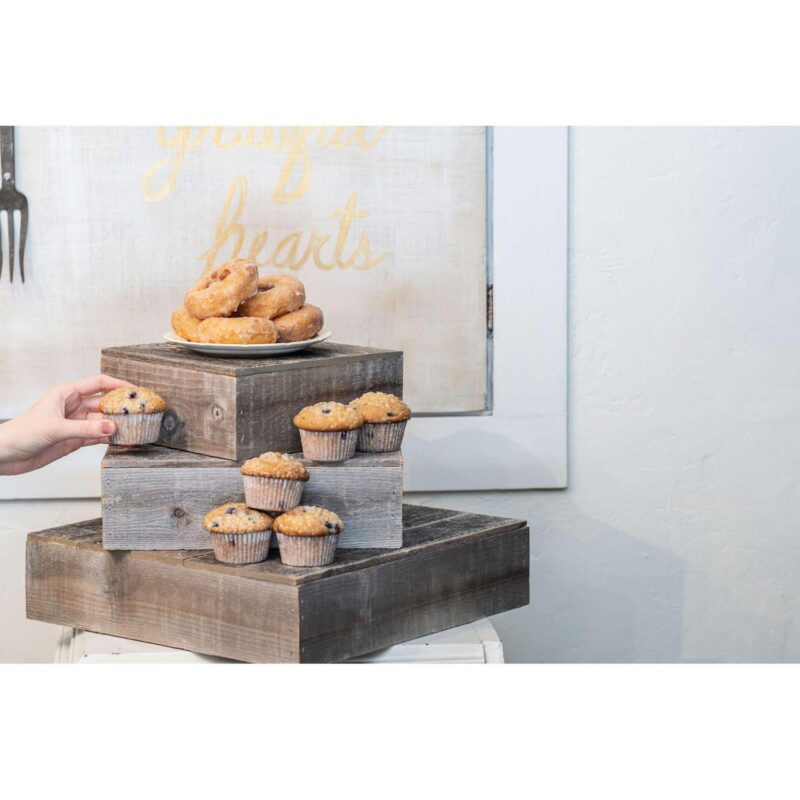Rustic Farmhouse Reclaimed Wood Dessert/Cake Stand 3-Piece Set - Image 2