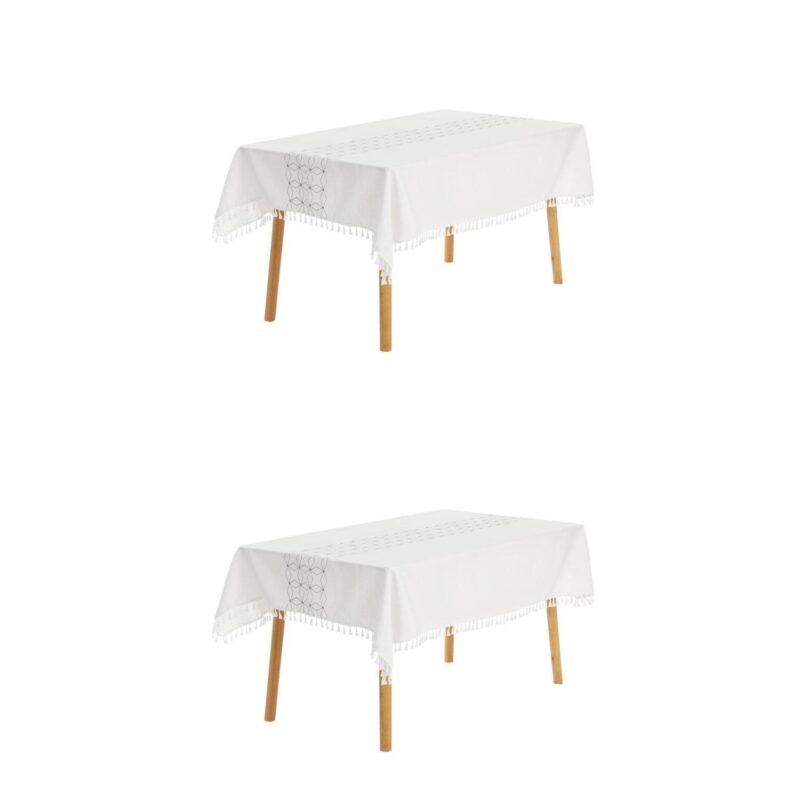 Rustic Tablecloth Cotton Linen Waterproof Table Cover With Tassels - Image 17