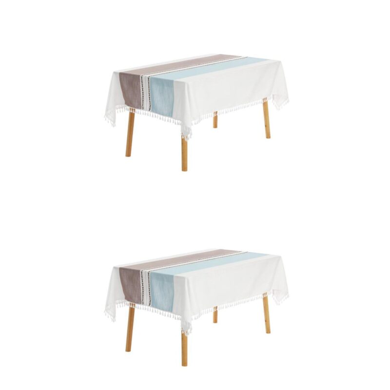 Rustic Tablecloth Cotton Linen Waterproof Table Cover With Tassels - Image 19