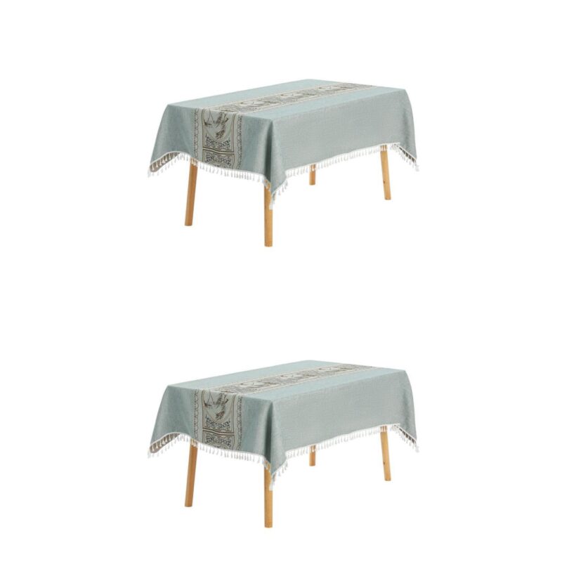 Rustic Tablecloth Cotton Linen Waterproof Table Cover With Tassels 55  X 87 - Image 12
