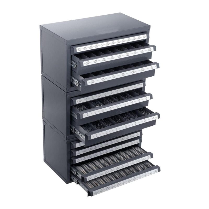SKYSHALO Drill Bit Storage Cabinet, Includes 3 Three-Drawer Units for 1/16  to 1/2  and A-Z Letter Sizes, Plus Five-Drawer Organizer for Wire Gauge #1 to #60, Modular Design for Easy Stacking - Image 9