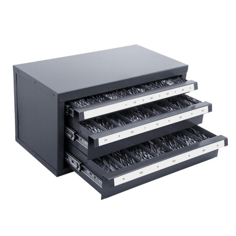SKYSHALO Drill Storage Solution, 3-Tier Drill Bit Cabinet for Sizes 1mm-13mm, Metal Drill Bit Storage Cabinet with Labeling, Modular Drill Bit Holder for Organized Storage - Image 3