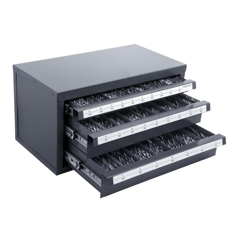 SKYSHALO Drill Storage Solution, Steel Three-Drawer Cabinet for Organizing Drills A-Z, Labelled Drill Bit Organizer, Stackable for Efficient Drill Bit Management - Image 2