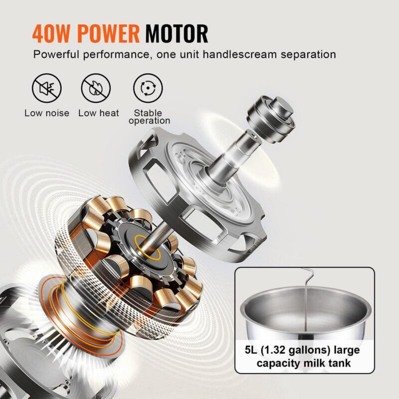 SKYSHALO Milk Cream Centrifugal Separator Electric Cream Separator 100L/H 100-240V - Image 3