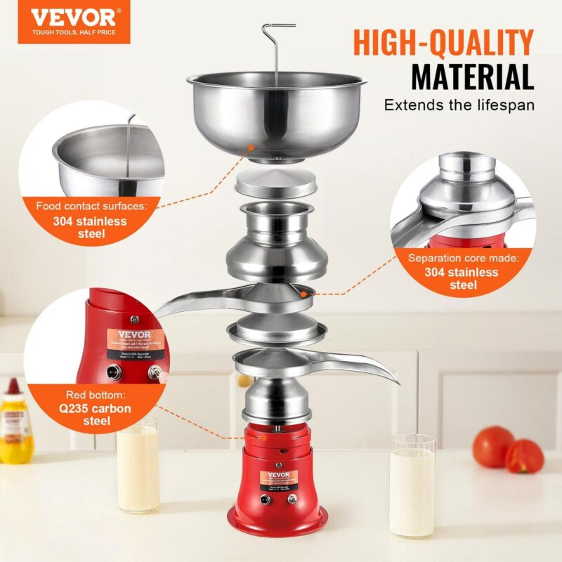 SKYSHALO Milk Cream Centrifugal Separator Electric Cream Separator 100L/H 100-240V - Image 2