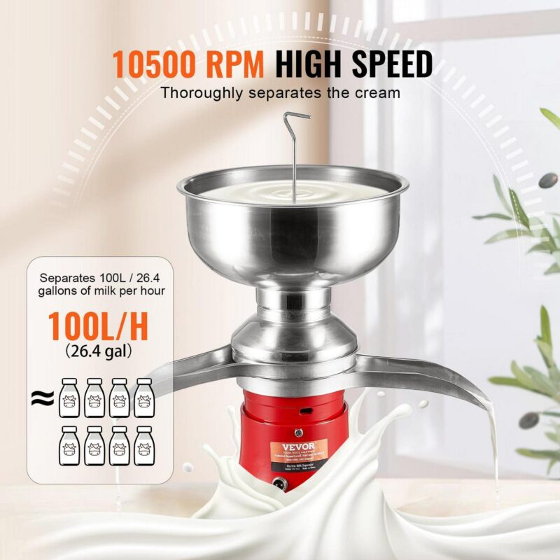 SKYSHALO Milk Cream Centrifugal Separator Electric Cream Separator 100L/H 100-240V - Image 4