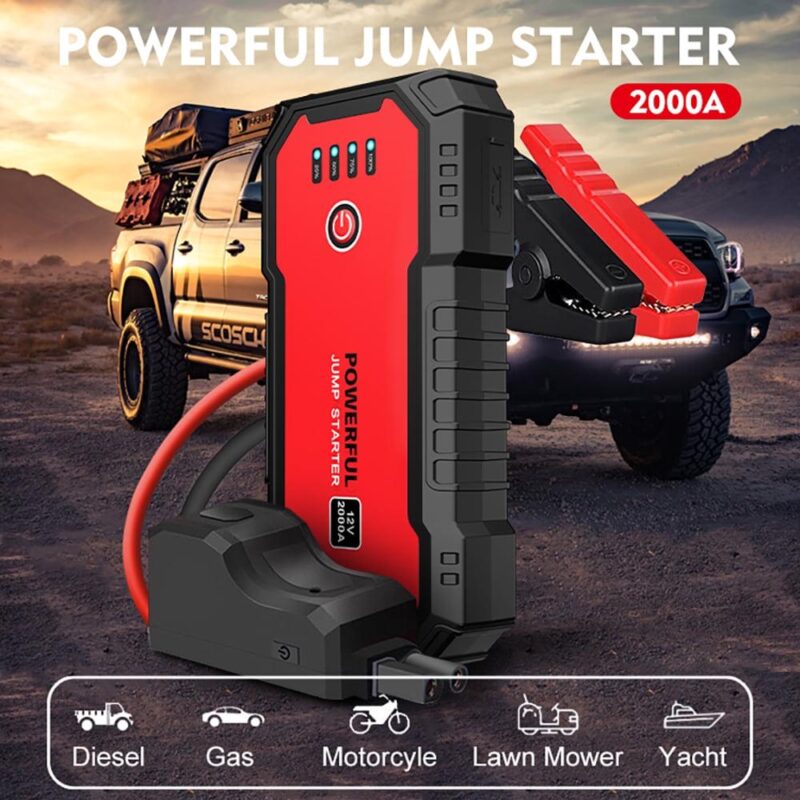 SUGIFT 2000A Car Jump Starter 12V 20000mAh up to 9L Gas 7L Diesel Engines with USB Quick Charge 3.0 and Smart Clip - Image 2