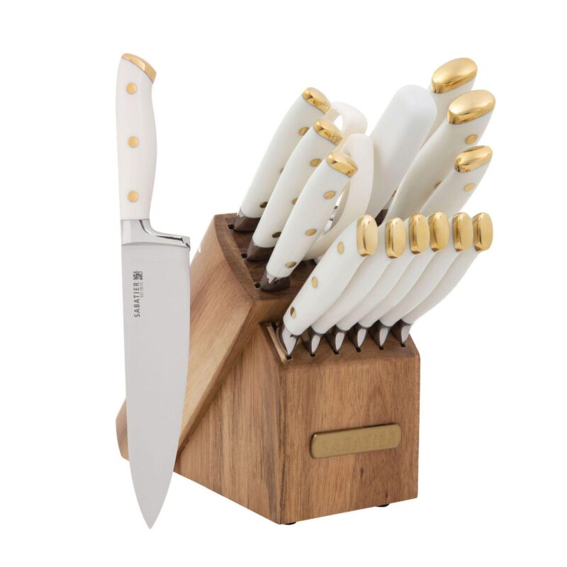 Sabatier 16-pc. White Knife Block Set with Cutting Board - Image 2