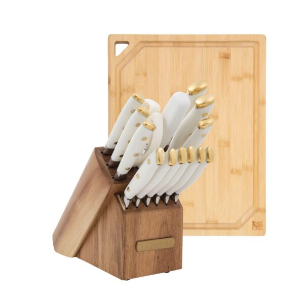 Sabatier 16-pc. White Knife Block Set with Cutting Board