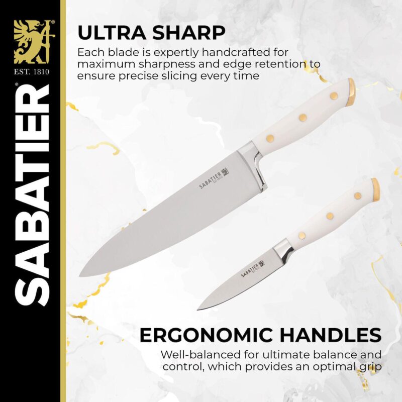 Sabatier 16-pc. White Knife Block Set with Cutting Board - Image 5