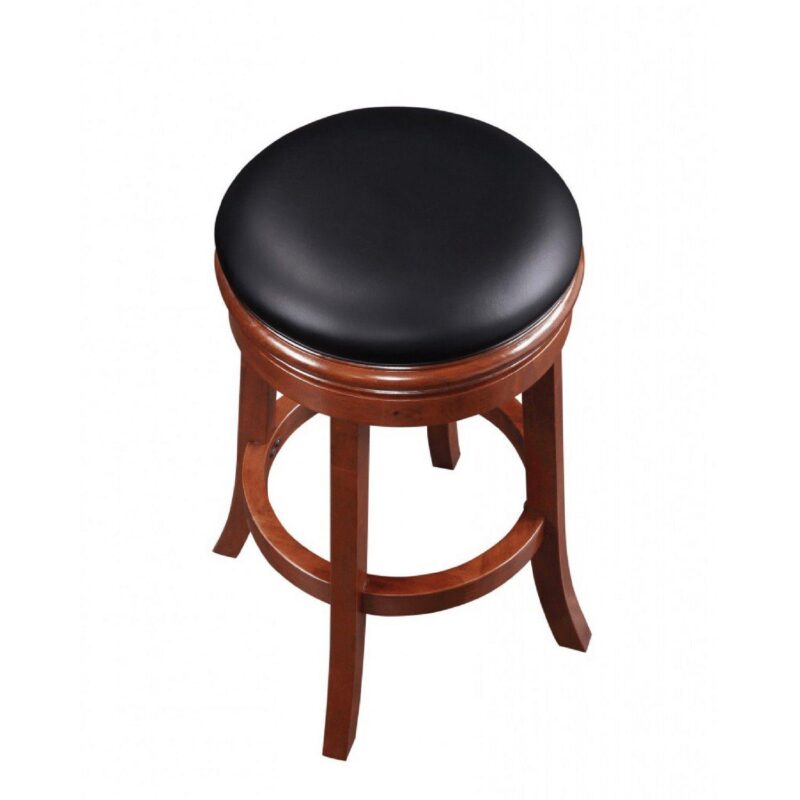 Sabi 30 inch Swivel Counter Stool, Solid Wood, Faux Leather, Brown, Black - Image 3