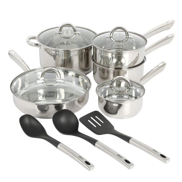 Sangerfield 12 Piece Stainless Steel Aluminum Base Cookware Set