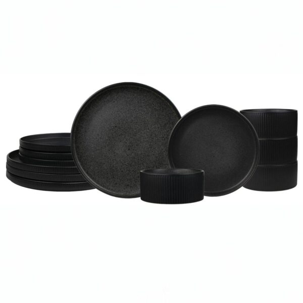 Sango Anderson Black Stoneware 12-piece Dinnerware Set