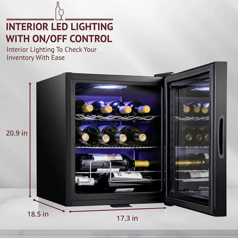 Schmecke Wine Fridge, Freestanding Wine Refrigerator, 12 Bottle Wine Cooler - Image 2