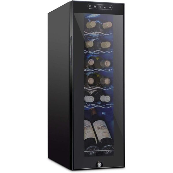 Schmecke Wine Fridge, Freestanding Wine Refrigerator, 12 Bottle Wine Cooler