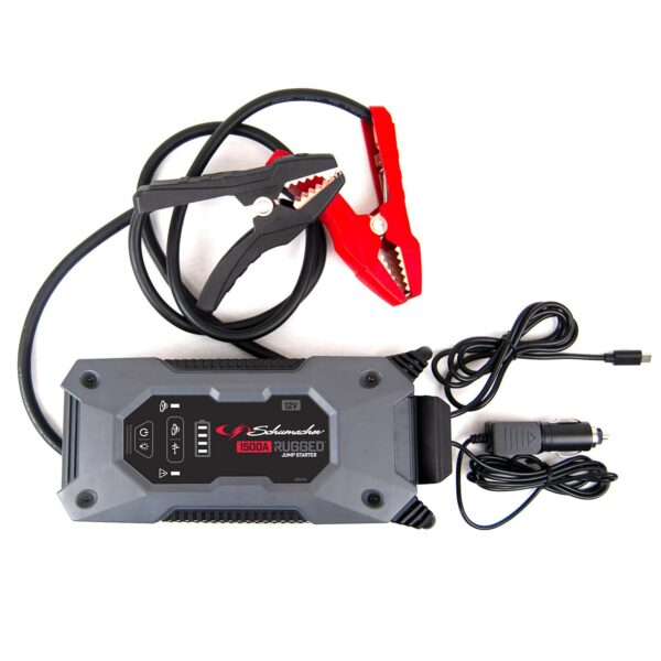 Schumacher 1500A Rugged Jump Starter and Portable Power Pack 12V DC car charger