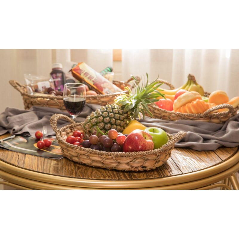 Seagrass Fruit Bread Basket Tray With Handles, Set Of 3 - Image 2