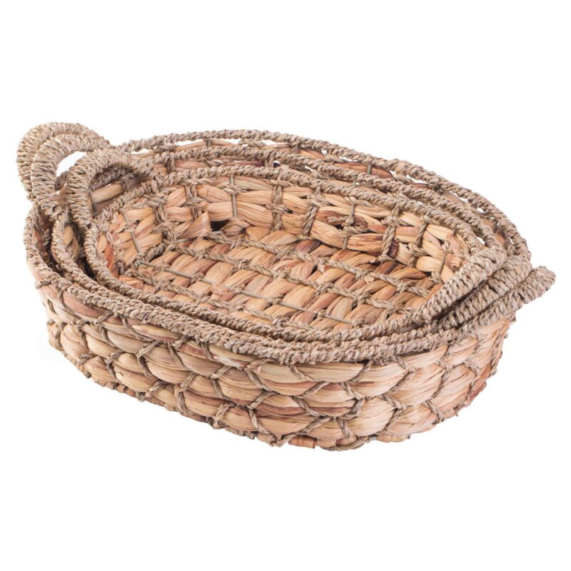 Seagrass Fruit Bread Basket Tray With Handles, Set Of 3 - Image 3