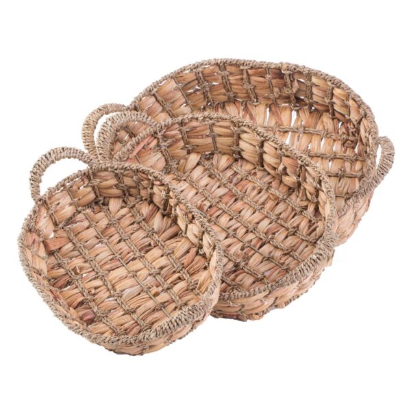 Seagrass Fruit Bread Basket Tray With Handles, Set Of 3