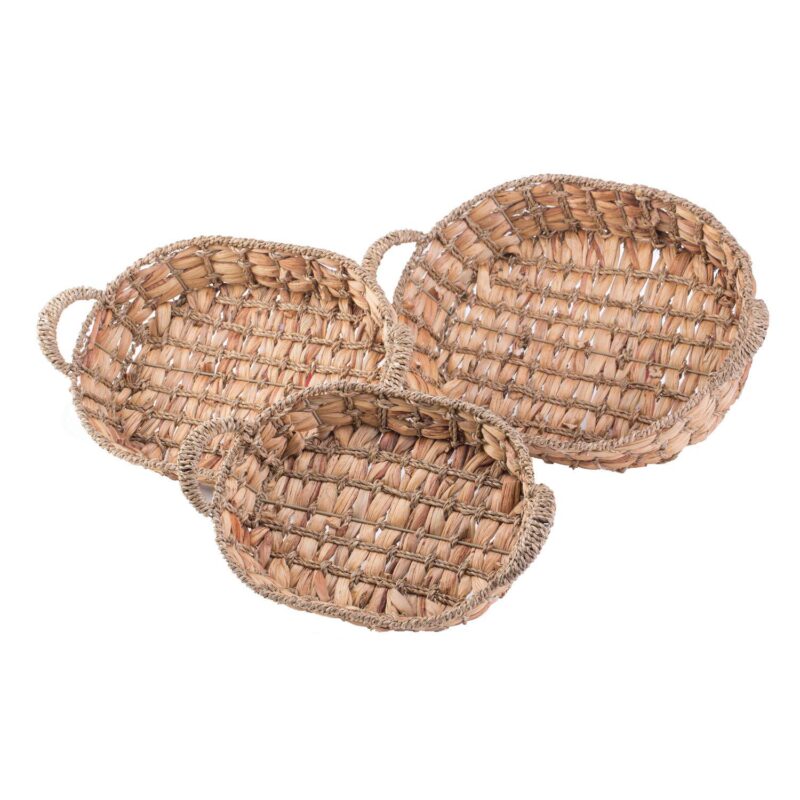 Seagrass Fruit Bread Basket Tray With Handles, Set Of 3 - Image 4