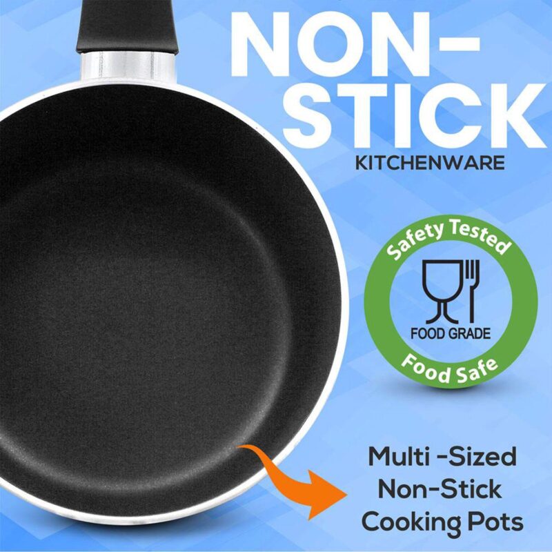 SereneLife 15 Piece Pots and Pans Non Stick Chef Kitchenware Cookware Set, Black - Image 4