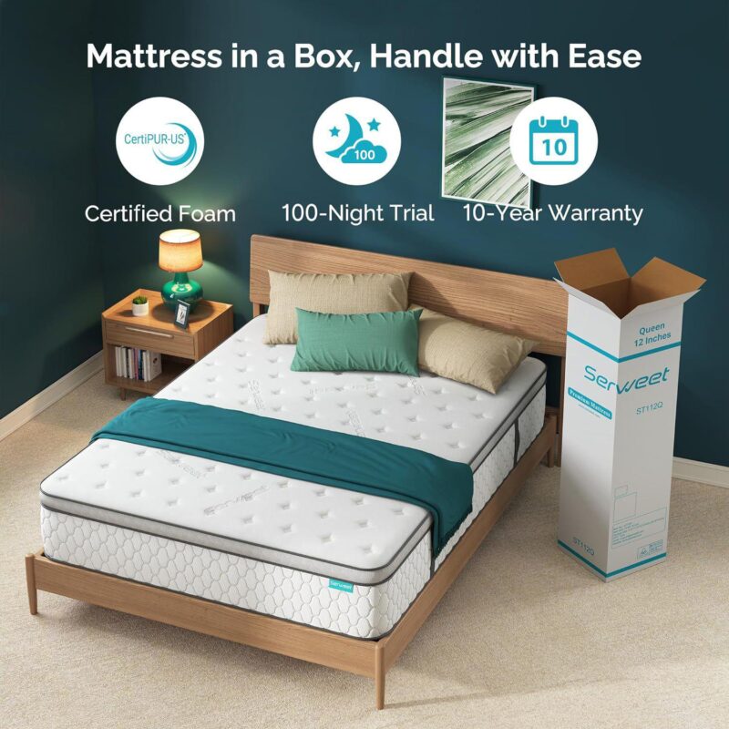 Serweet 10 Inch Gel Memory Foam Hybrid Mattress 5-zone Innerspring Mattress In A Box - Image 5