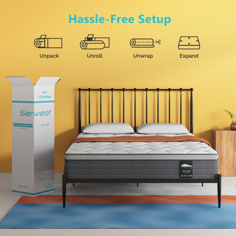 Serweet 12 In Memory Foam Hybrid Mattress Edge-support Pocket Spring Mattress - Image 5