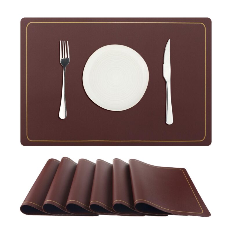 Set Of 12 Heat Resistant Modern Faux Leather Placemats For Kitchen Dining Room 18x12 Inch - Image 4
