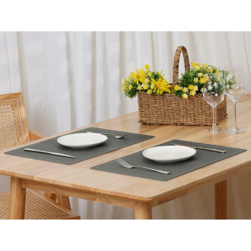 Set Of 12 Heat Resistant Modern Faux Leather Placemats For Kitchen Dining Room 18x12 Inch - Image 5