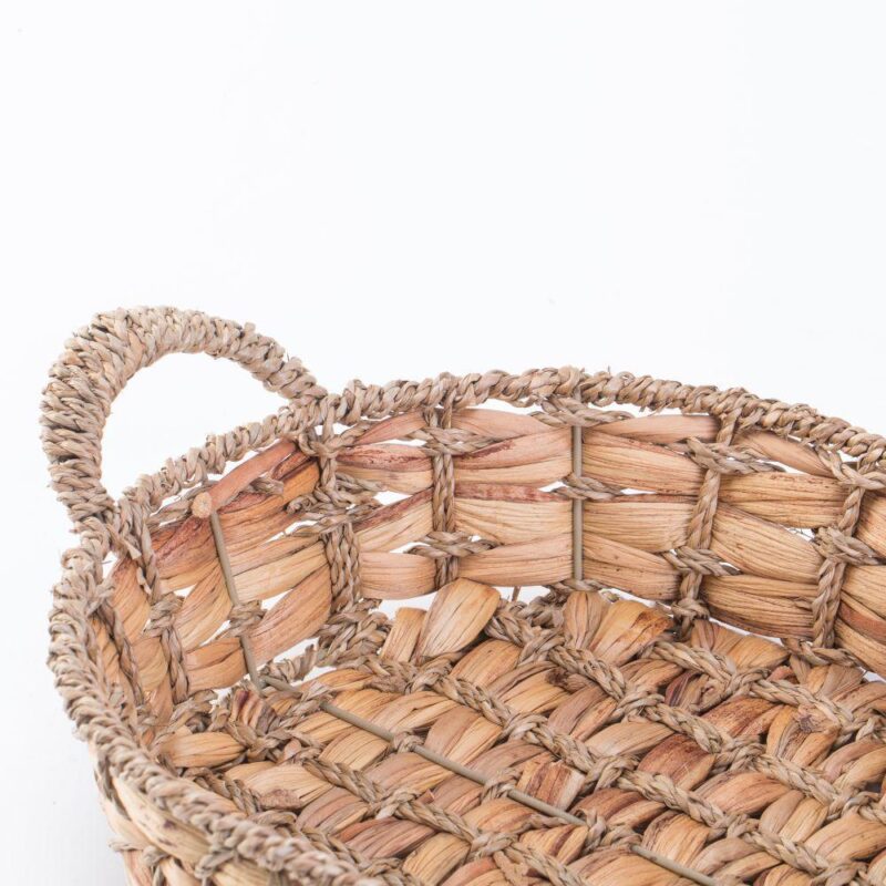 Set Of 4 Seagrass Fruit Bread Basket Tray With Handles, Small - Image 4