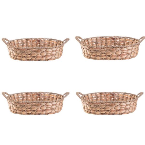 Set Of 4 Seagrass Fruit Bread Basket Tray With Handles