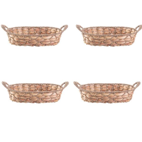 Set Of 4 Seagrass Fruit Bread Basket Tray With Handles - Medium