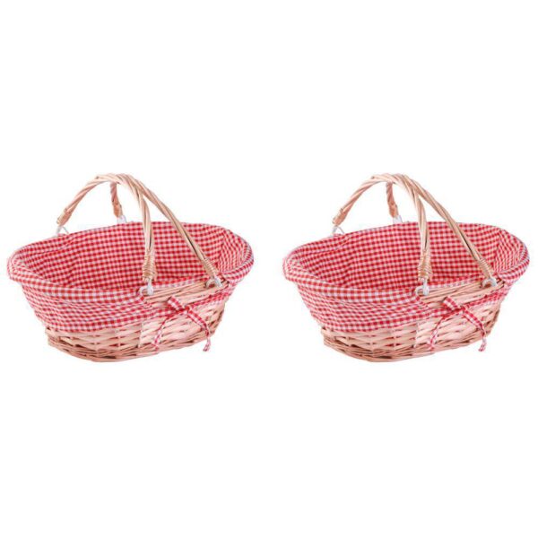 Set of 2 Wicker Picnic Basket with Drop - Down Handles - Perfect as Gift basket for all Occasions