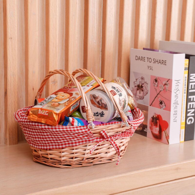 Set of 2 Wicker Picnic Basket with Drop - Down Handles - Perfect as Gift basket for all Occasions - Image 2