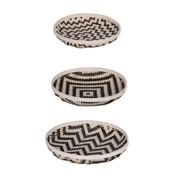 Set of 3 Cream White and Black Geometric Organic Elements Wash Trays 19.5