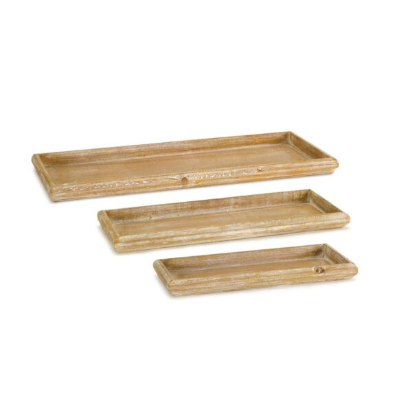 Set of 3 Wood Tray 19.25