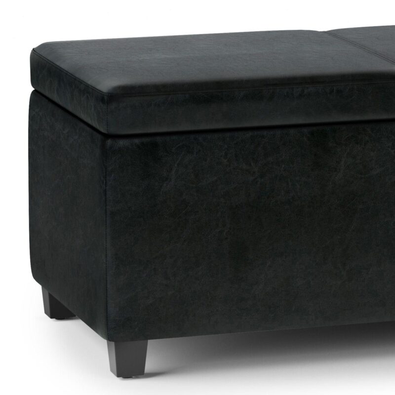 Simpli Home Avalon Extra-Large Faux-Leather Storage Ottoman Bench - Image 4