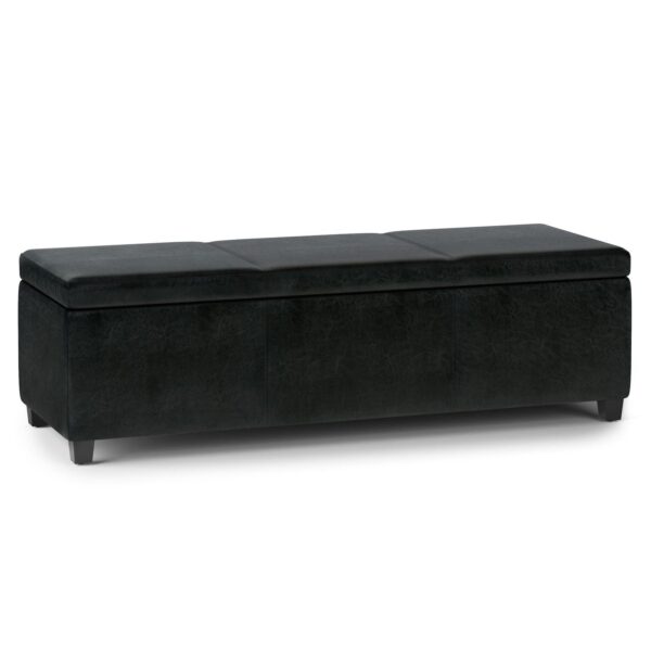 Simpli Home Avalon Extra-Large Faux-Leather Storage Ottoman Bench