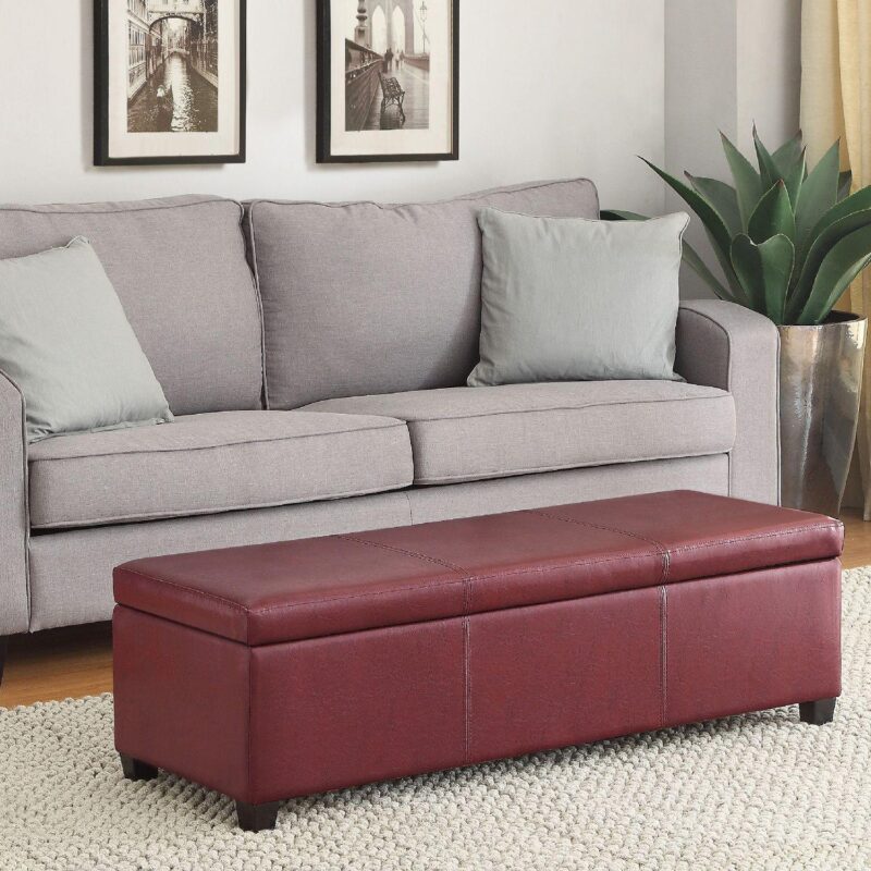 Simpli Home Avalon Faux-Leather Storage Ottoman - Image 2