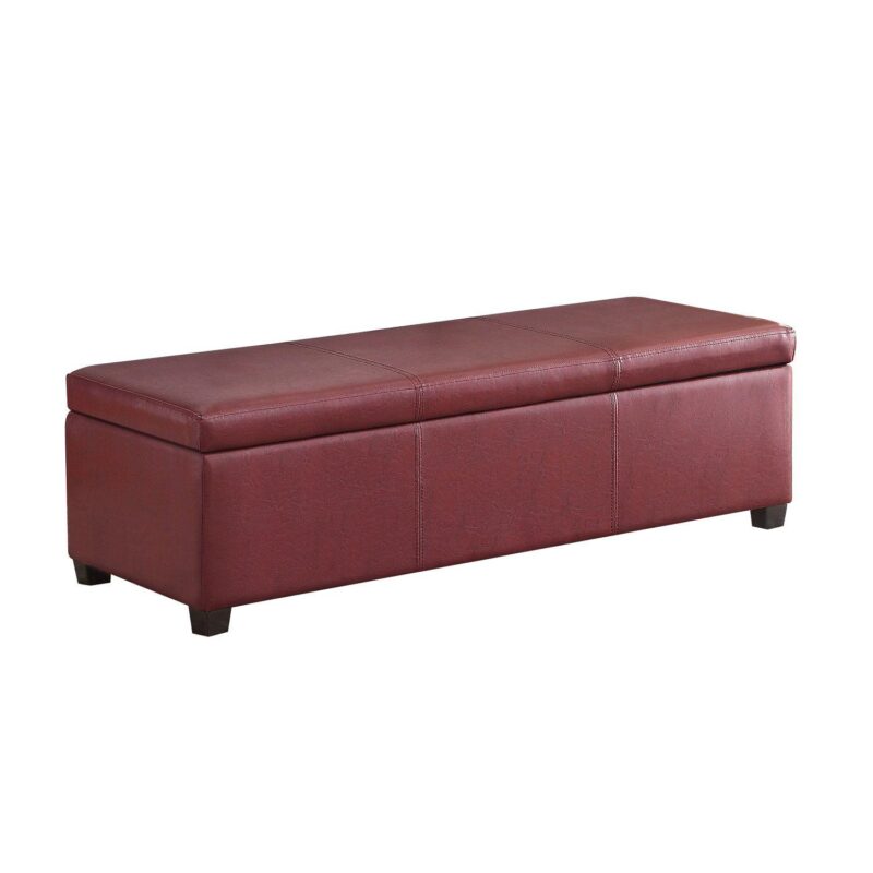 Simpli Home Avalon Faux-Leather Storage Ottoman - Image 8