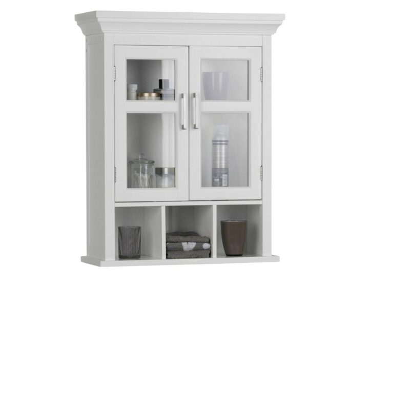 Simpli Home Avington Two-Door Wall Bath Cabinet with Cubbies - Image 2