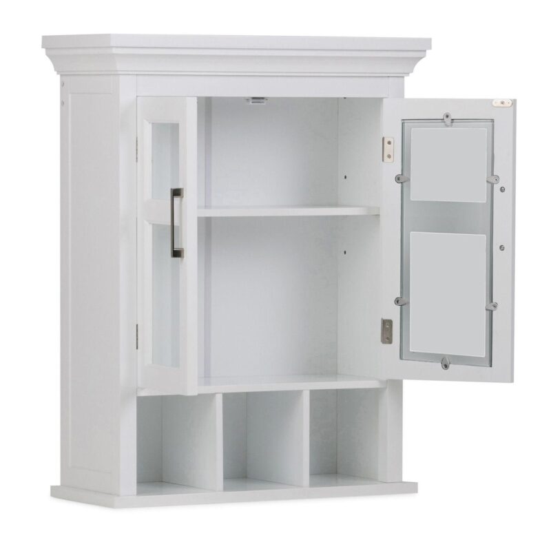 Simpli Home Avington Two-Door Wall Bath Cabinet with Cubbies - Image 3