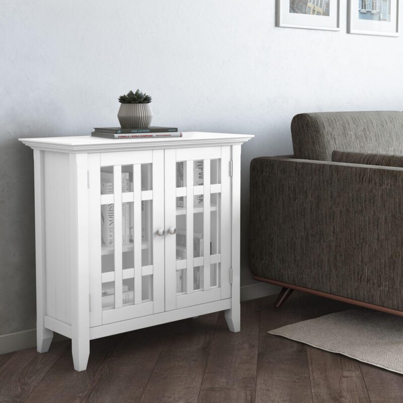 Simpli Home Bedford Rustic Low Storage Media Cabinet - Image 2