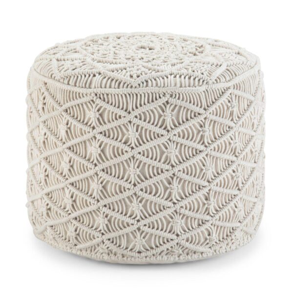 Simpli Home Coates Round Macrame Pouf