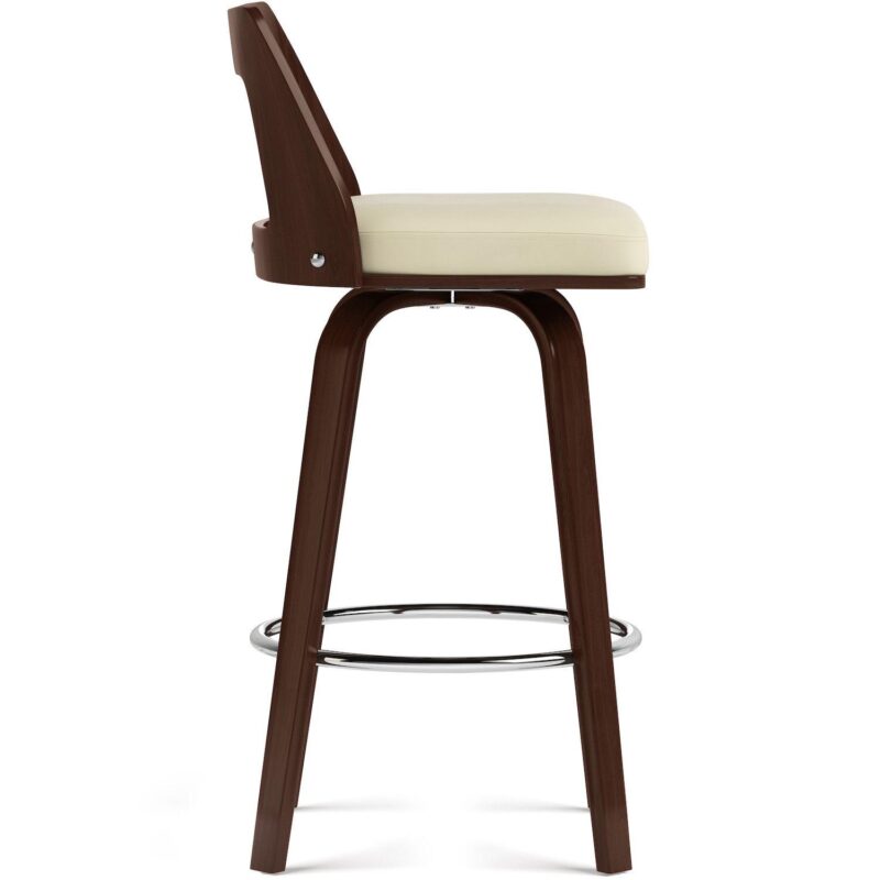 Simpli Home Ellison Bentwood Swivel Bar Stool in Cream Faux Leather Set of 2 - Image 5