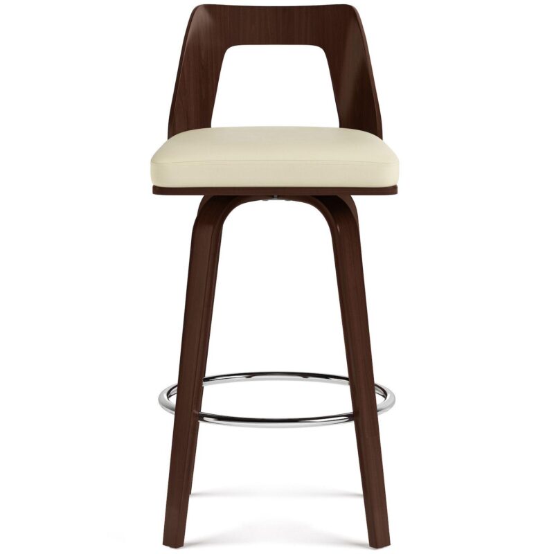 Simpli Home Ellison Bentwood Swivel Bar Stool in Cream Faux Leather Set of 2 - Image 3