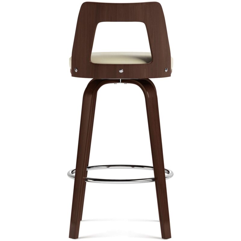 Simpli Home Ellison Bentwood Swivel Bar Stool in Cream Faux Leather Set of 2 - Image 6